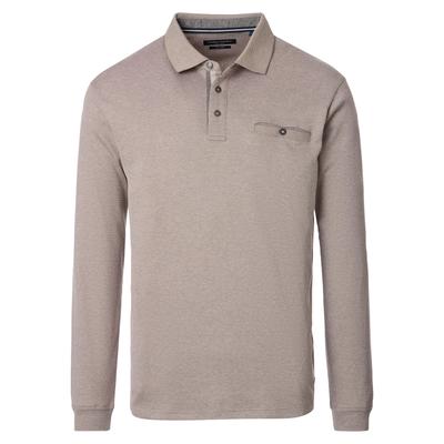 Langarm-Poloshirt CASAMODA "CASAMODA Polo-Shirt Langarm gestreift", Herren, Gr. L, beige, 62% Baumwolle, 38% Polyester, Shirts Image