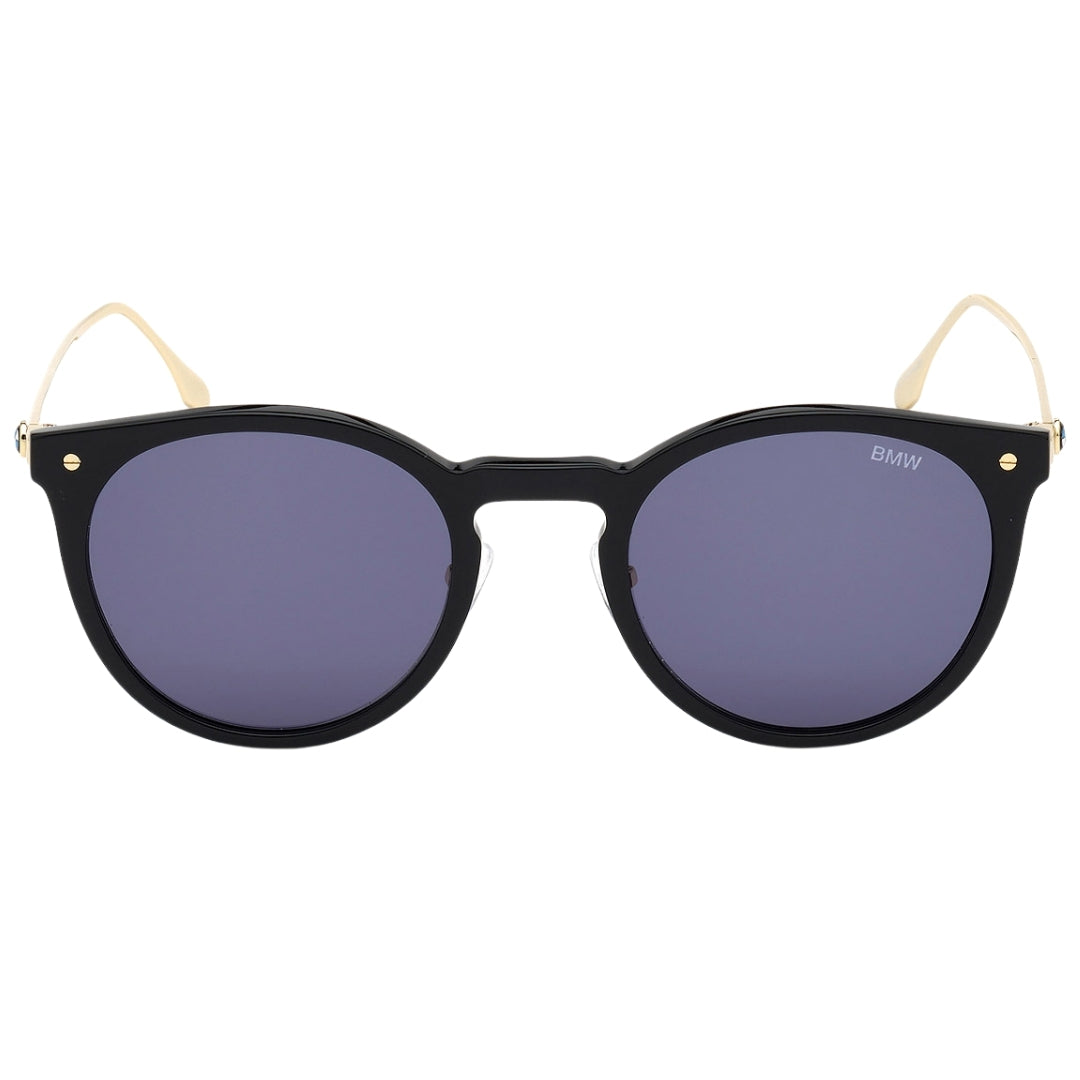 BMW Sonnenbrille mit glänzendem schwarzen Rahmen und blauen Gläsern Image