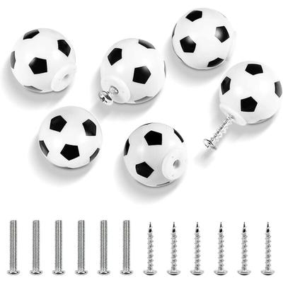6 Stück Kinderknöpfe und -griffe, Fußball-Schubladenknöpfe, Möbeldekorgriffe, Kommodengriffe, Image