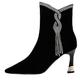 High Heels Black Closed Women's Ankle Boots with Heel Pointed Chelsea Boots with Zip Stiletto Heel Pumps Short Shaft Leather Boots Elegant Evening Shoes Faux Leather Women's Boots, black, 5 UK