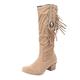 Women's High Shaft Winter Boots with Block Heel Suede Overknee Boots Elegant Long Shaft Boots Round Toe Cowboy Boots Non-Slip Riding Boots High Women's Boots, khaki, 6 UK