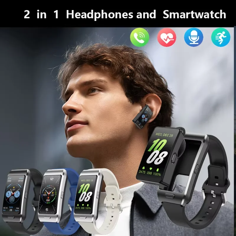 Neue 2-in-1-Smartwatch für Männer und Frauen, Kopfhörer, TWS, 2-in-1-Bluetooth-Anruf, Herzfrequenz, GPS-Tracker, Gesundheit, Herren-Smartwatch mit Ohrhörern Image