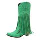 Generisch Over-the-knee boots women's wide shaft - women's cowboy boots with funnel heel - biker boots fringe western boots pointed knee high boots vintage riding boots non-slip slip-on boots, Green