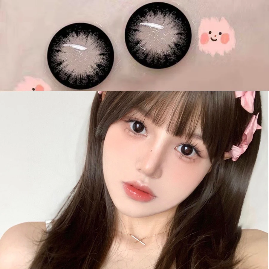 VisualClick farbige Linsen für Augen, Myopie, verschreibungspflichtig, hochwertige Augen, Kontaktlinsen, Schönheit, Schüler, jährliche schwarze Kontaktlinsen Image