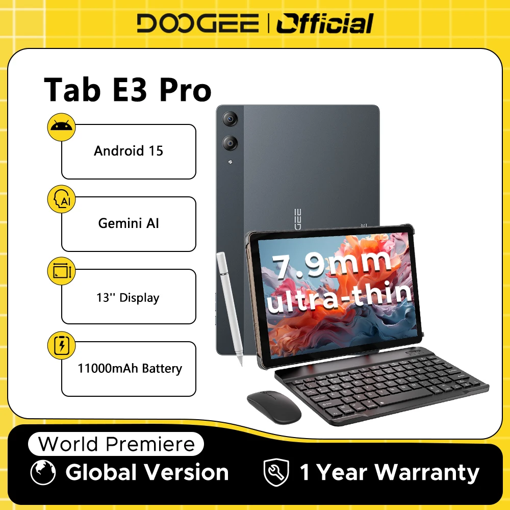 Weltpremiere DOOGEE Tab E3 Pro Tablet Gemini AI 13'' Bildschirm Android 15 8GB 256GB 7,9mm Ultradünner 11000mAh Akku Smart Pad Image
