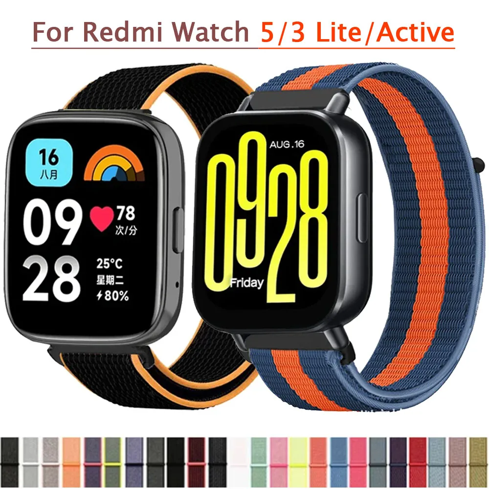 Band Für Redmi Uhr 5 Lite/5 Aktive Armband 22mm Bunte Nylon Armband Armband Für Xiaomi Redmi Uhr 3 Lite/3 Aktive Correa Image