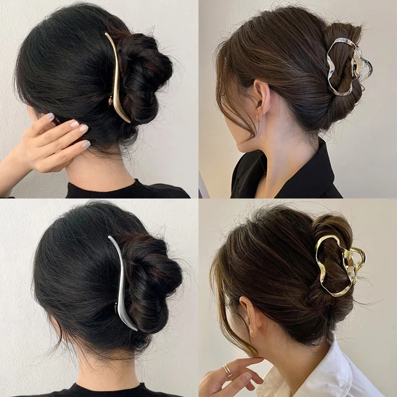 Mode Elegante Gold Farbe S-förmigen Metall Haarnadeln Haar Klaue Für Frauen Mädchen Koreanische Haar Clips Pferdeschwanz Clip Haar zubehör Image