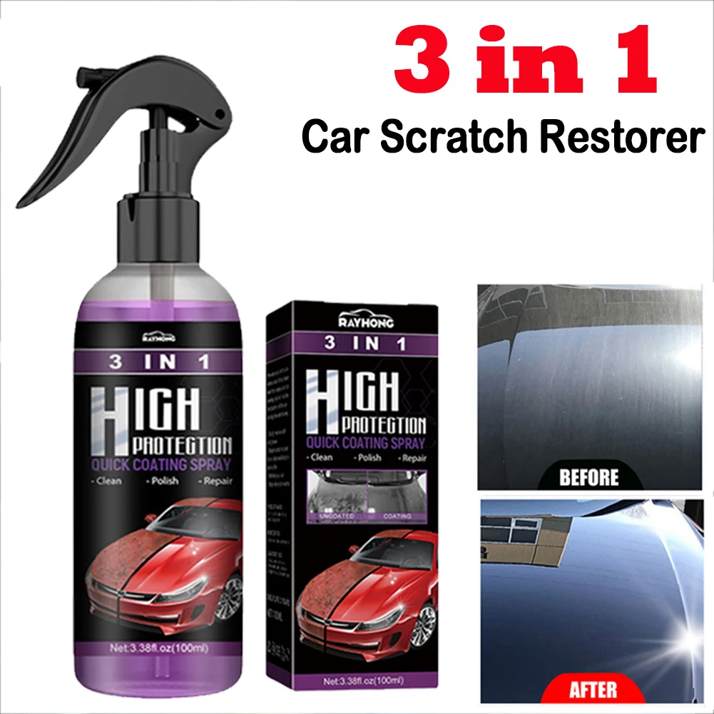 3 In 1 Auto Nano Keramik Beschichtung 100 ml Autolack Kratzer Reparatur Entferner Auto Nano Spray Glas Hydrophobe Beschichtung Autolack pflege Image