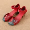 Neue handgefertigte Knöchelwickelsandalen für Damen, Sommer, flache Mary-Jane-Schuhe, Damen-Sandalen mit mittlerem Absatz, eleganter Vintage-Schuh mit Blockabsatz