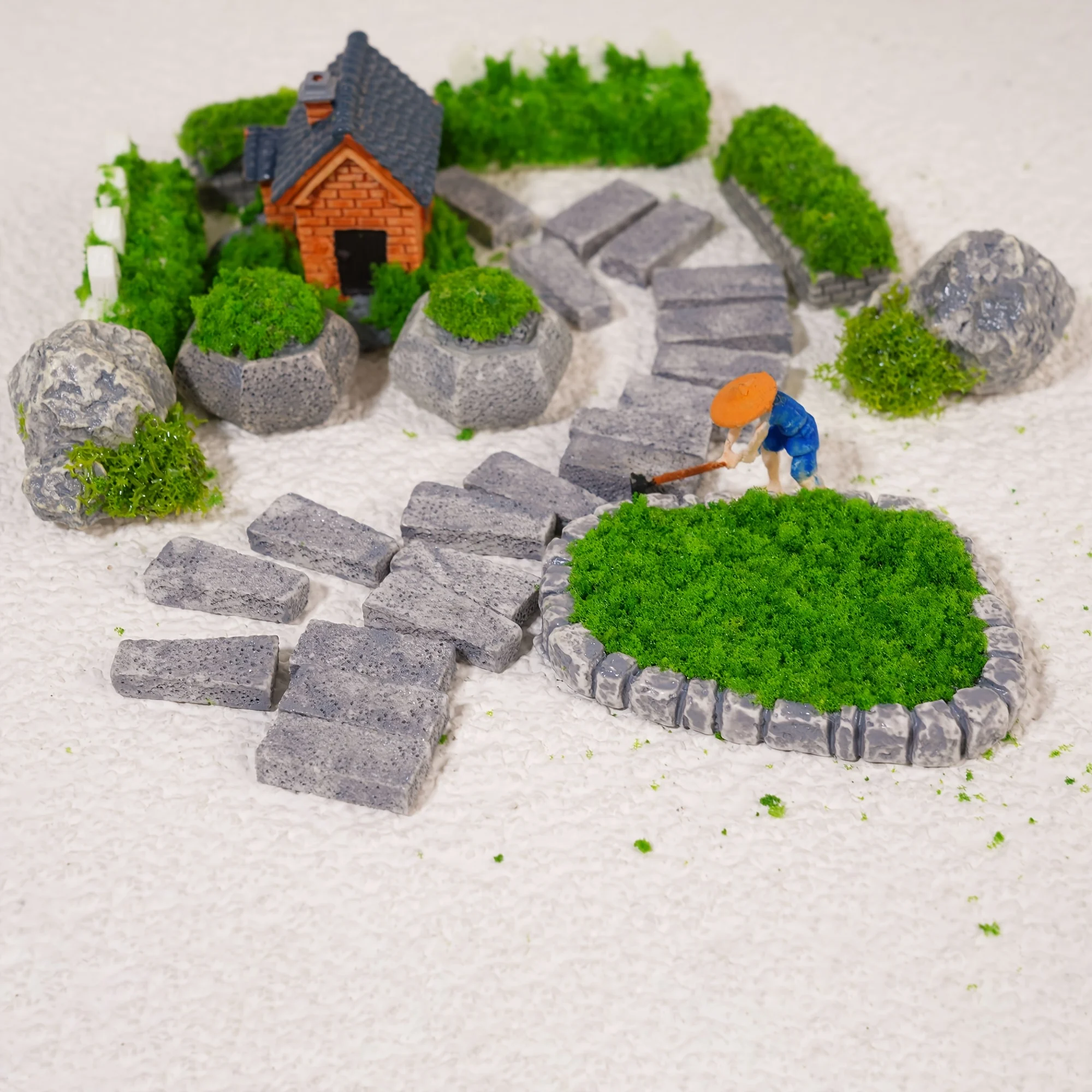 Ensemble d'accessoires de jardin Mini modèle 30 pièces, ensemble de maison Miniature, Micro décoration de paysage pour bricolage, décoration de jardin artisanale