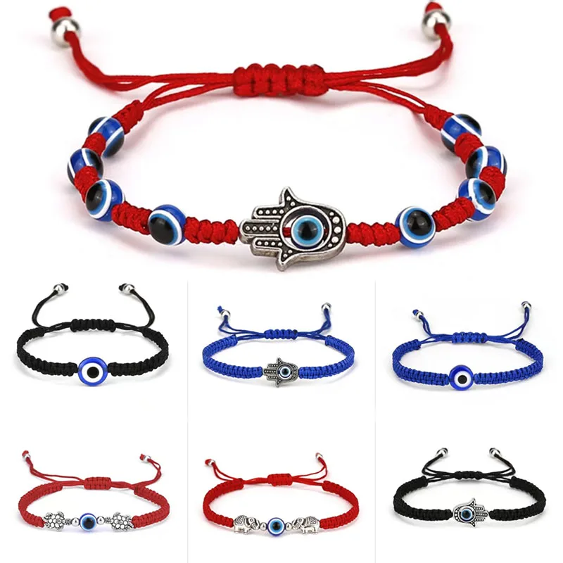 Türkei böse Augen Armband Unisex Elefant Schildkröte Fatima Hand handgefertigt verstellbar Glück rot Faden Armband Amulett Paar Schmuck Image
