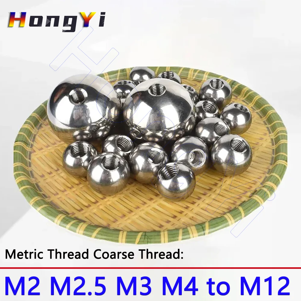 5 Stück Außendurchmesser 5 mm – 25 mm 304 Edelstahl Innengewinde Blindloch Glatte Kugelperle M2 – M12 metrisches Gewinde Halblochbohrkugeln Image