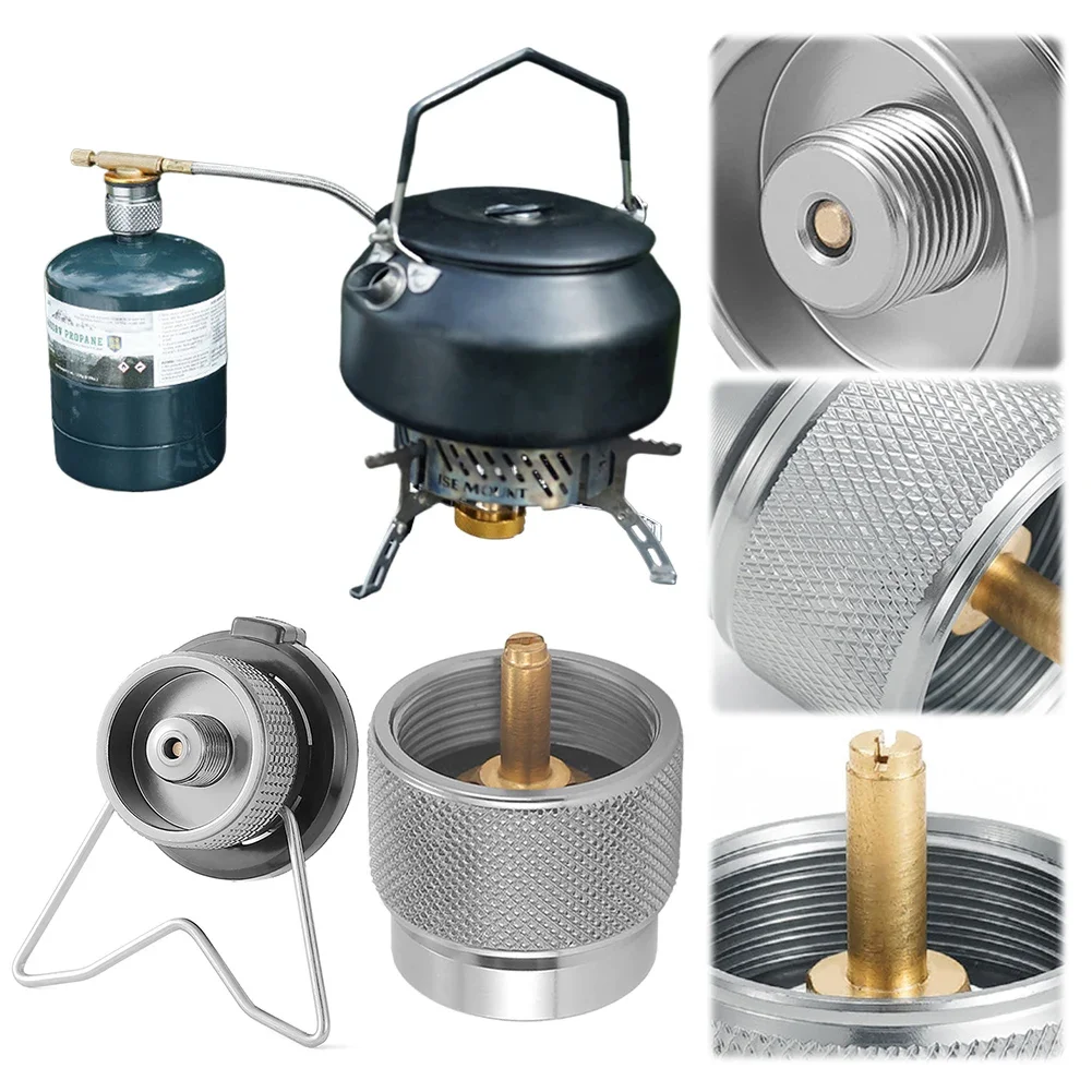 2Pcs Kassette Gas Zylinder Konverter Butan Gas Adapter mit Halterung Gas Patrone Kopf Umwandlung Adapter für Camping Picknick Image