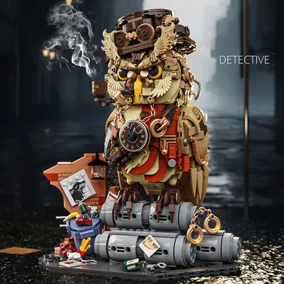Eule Detektiv Magie Tier Bausteine Set DIY Spielzeug für Kinder Erwachsene Geschenke Kreative Ziegel Spielzeug Modell 1200 + stücke Desktop ornament Image