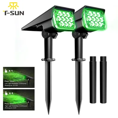 2 stücke Einstellbare Solar Scheinwerfer Solar Garten Licht IP65 Solar Power Grünes Licht Für Yard Pfad Baum Dekor Solar Licht im freien