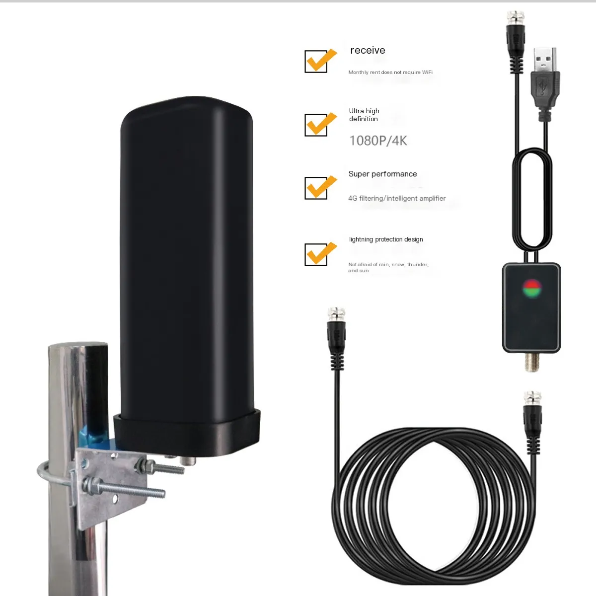 Neue Fassförmige Innen- und Außen-Digital-TV-Antenne DTMB-Antenne für den Heimgebrauch, Unterstützt High-Definition Terrestrische Wellen Außen-TV-Antenne Image