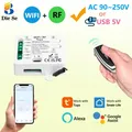 WiFi Smart Switch AC 220V 2CH Relè a contatto secco 433MHz Telecomando wireless Trasmissione 50m funziona con Tuya, Google Assist, Alexa