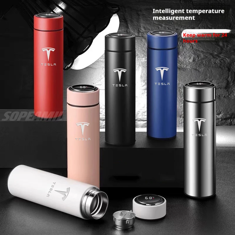 Tesla Modello 3 Modello Y Modello S Modello X Roadster 500ML Auto Thermos Tazza Bottiglia d'acqua Display della temperatura Tazza di caffè Thermos Boccetta