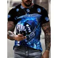 T-shirt stampata con teschio 3D da uomo 2025 T-shirt girocollo da uomo nuova estate Casual comoda pullover Hip Hop manica corta