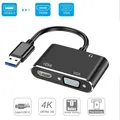 Adattatore convertitore audio video USB 3.0 a HDMI VGA 3 in 1 Display doppio schermo 1080P 4K Compatibile con HDMI per PC portatile Proiettore