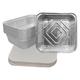 FotoStation Pack of 100 - Large Disposable Aluminium Foil Trays 9” X 9” X 2” Inch Square Tin Foil Containers for Baking Roasting Broiling Cooking Grilling Oven & Freezer Safe Food Storage Containers