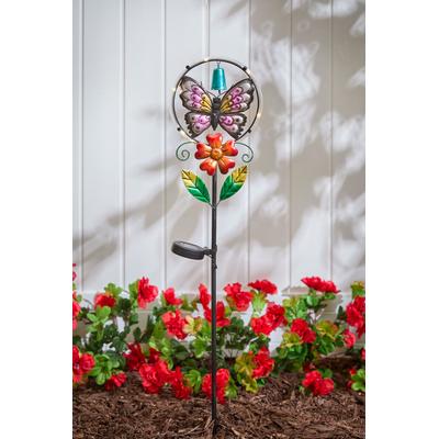 Metal Butterfly Solar Stake Light by BrylaneHome in Multi