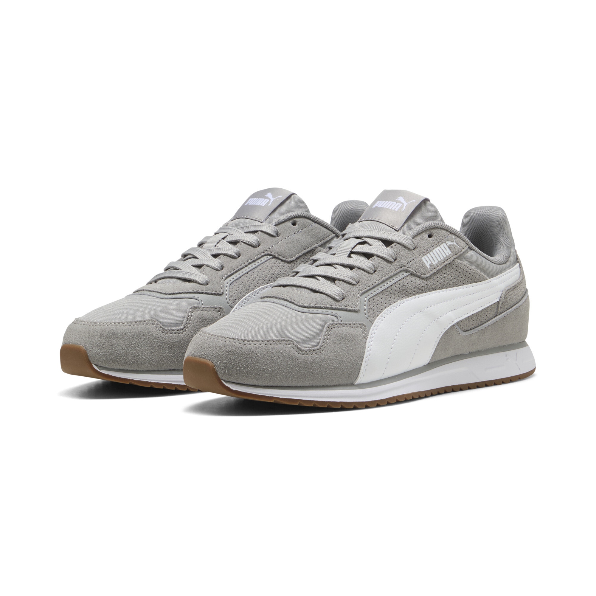 Sneaker PUMA "Softride St Miler Sneakers Erwachsene", Damen, Gr. 37, weiß (gray echo weiß gum beige), Obermaterial: Kuhleder, Textil, Synthetik; Futter: Textil; Innensohle: Textil; Laufsohle: Gummi, Synthetik, Schuhe Sneaker