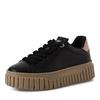 Plateausneaker TAMARIS, Damen, Gr. 42, schwarz (schwarz kombiniert), Leder, unifarben mit Farbeinsatz, sportlich, Schuhe, Freizeitschuh, Halbschuh, Schnürschuh mit Kontrastbesatz