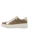 Plateausneaker MARCO TOZZI, Damen, Gr. 41, gold (goldfarben k), Textil, Synthetik, sportlich, Schuhe, Freizeitschuh, Halbschuh, Schnürschuh mit funkelnden Strasssteinen