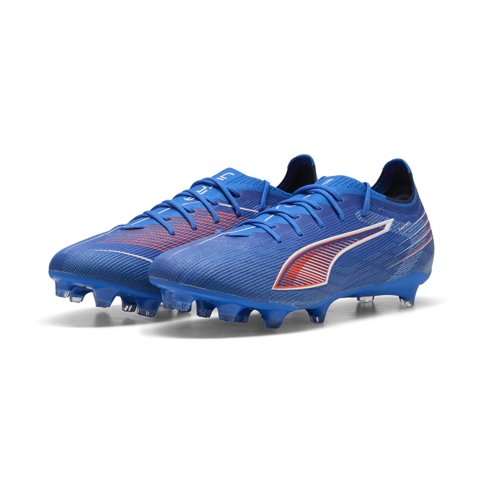 Fußballschuh PUMA "ULTRA 6 PRO FG/AG Fußballschuhe Erwachsene", Herren, Gr. 39, weiß (ultra blau weiß glowing rot), Obermaterial: Textil, Synthetik; Futter: Textil, Synthetik; Innensohle: Textil; Laufsohle: Synthetik, Schuhe Fußballschuh
