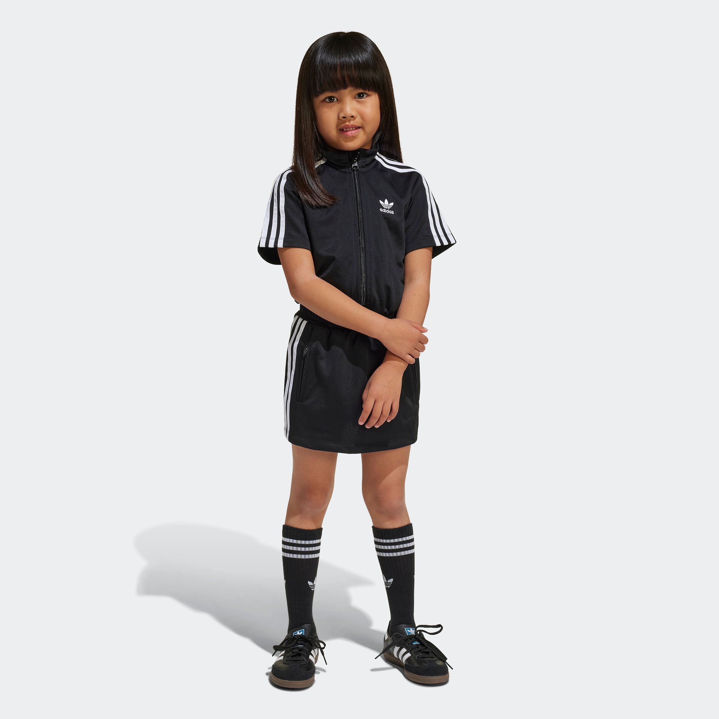 Shirtkleid ADIDAS ORIGINALS "FIREBIRD DRESS", Mädchen, Gr. 116, N-Gr, schwarz, Obermaterial: 100% Polyester, Kleider Image
