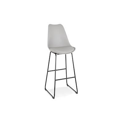 Barhocker mit Kunststoffsitz und Metallfüßen | Küchenhocker mit Hoher Rückenlehne | Designhocker mit Fußstütze für Theke | Kadima Design Image