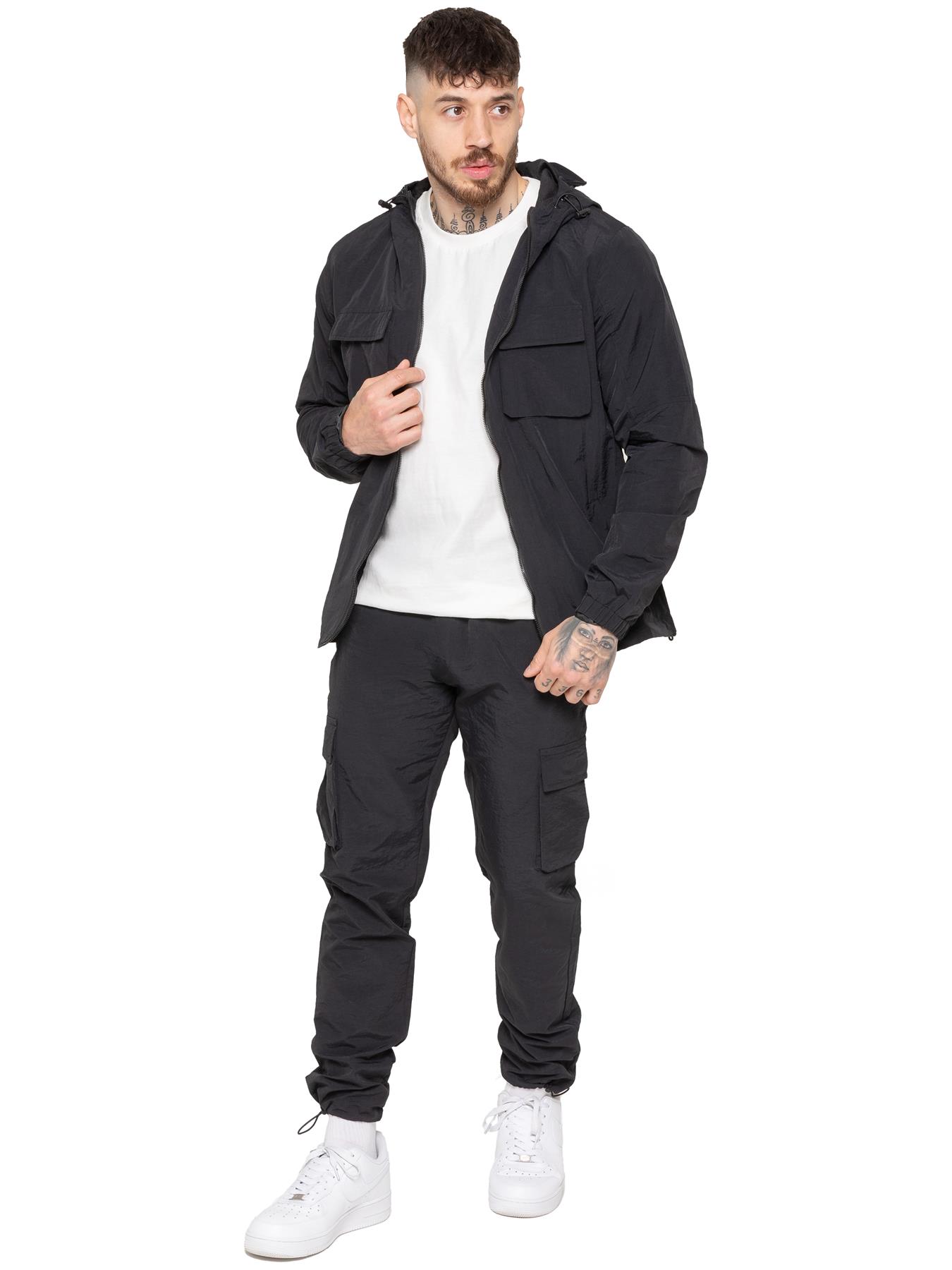 Enzo Milano | Mens Poly Cargo Tracksuit Set - Black - Size Large | Enzo Sale | Discount Designer Brands