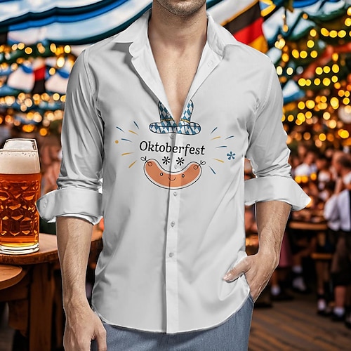 Hawaii-Hemden Aloha-Hemd Bayerisch München Deutsch Lässig Bayerisch Grafik für Herren Erwachsene 3D-Druck für Karneval Oktoberfestbier Urlaub Party Image
