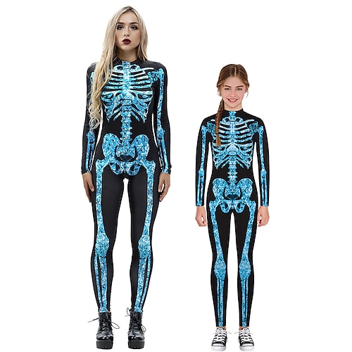 Cosplay Kostüm Outfits Bodysuit Totenkopf Herren Damen Kinder Knielänge Socken Sportsocken Anzug Socken Druck Polyester Kostüm für Karneval Neujahr Teenager Erwachsene Image