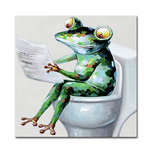 Mintura handgefertigte Frosch-Ölgemälde auf Leinwand, Wandkunst, Dekoration, modernes abstraktes Cartoon-Bild für die Inneneinrichtung, gerolltes, rahmenloses, ungedehntes Gemälde Image