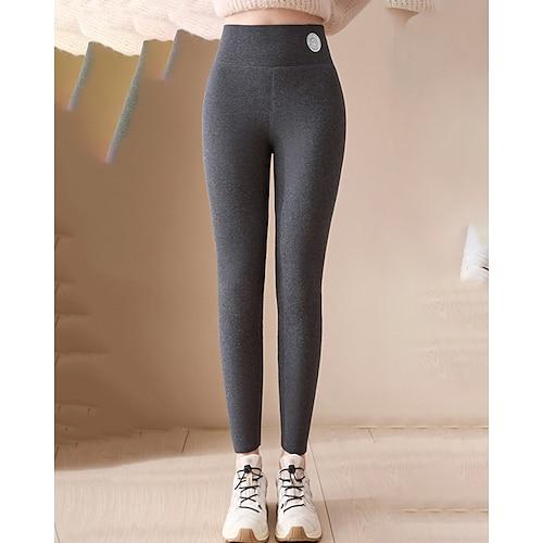 Damen Stoffhosen Leggings Streetwear Lässig Volle Länge Natürliche Taille Einfach Elastischer Bund Bequem Outdoor Urlaub Ferien Dunkelgrau Schwarz Hellgrau Winter Normale Passform