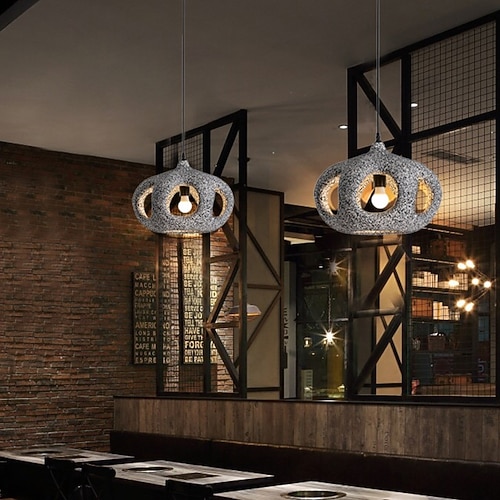 Hängeleuchte aus Polystyrol, Vintage-Natur-inspiriert, 1 LED-Licht, 25 cm Höhe, warmweißes/weißes Licht, E26 E27, verstellbare Kette Image