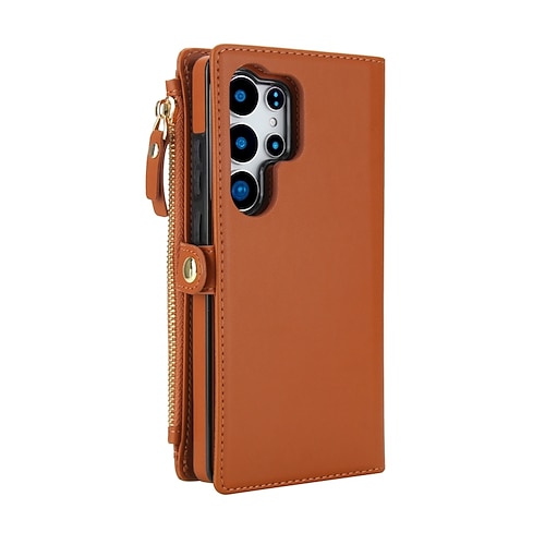 Handy Hülle Handyhüllen Für Samsung Galaxy S26 Ultra Plus S25 S25 Edge S24 S23 Ultra Plus S24 FE S22 Plus Ultra A16 A55 5G A35 5G Brieftaschenhülle Reisverschluss mit Trageriemen Kartenfach Retro TPU Image