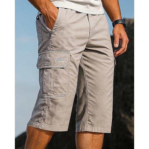 Herren Cargoshorts Wandershorts Sommer Außen Normale Passform Wasserdicht Winddicht Unterteile Tasche Grau Baumwolle Camping / Wandern Laufen S M L XL XXL Image