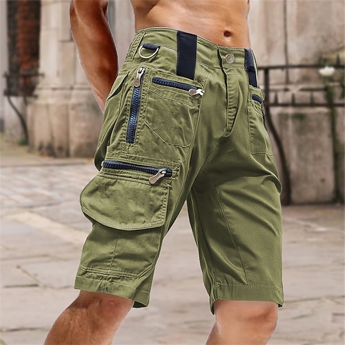Herren Cargo-Shorts Shorts Sommershorts Reißverschlusstasche Mehrere Taschen Einfach Komfort tragbar Wadenlang Outdoor Sport Täglich Mode Lässig Schwarz Braun Image
