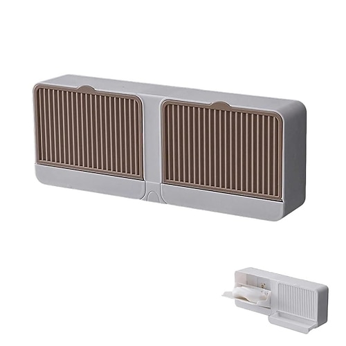 Wandseifenhalter, staubdichte, selbstklebende Seifenschale mit Haken, Seifenbox aus Kunststoff für Badezimmer, Duschen und Küchen Image
