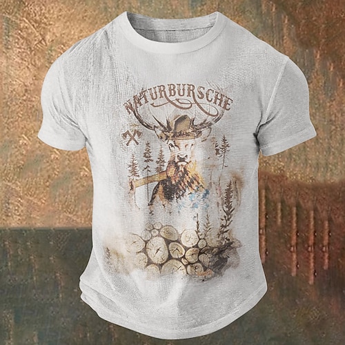 T-Shirt Lederhosen T-Shirt Match Bayerisch München Deutsch alpin Erbe T-Shirt Ärmel Grafik für Herren Erwachsene 3D-Druck für Karneval Oktoberfestbier Party Image