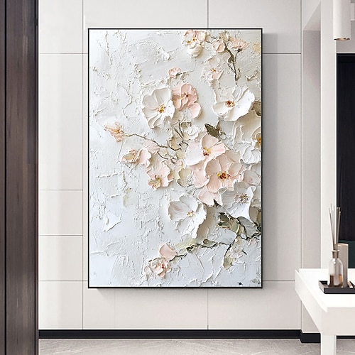 Mintura handgefertigte 3D-Textur-Ölgemälde auf Leinwand, Wandkunst, Dekoration, modernes abstraktes Blumenbild für die Inneneinrichtung, gerolltes, rahmenloses, ungedehntes Gemälde Image