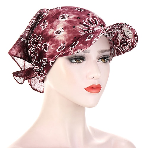 Damen Bandana Schal Cap Sonnencreme Hedging Cap bedruckte Krempe Baseballmütze bunter Sonnenschirm mit Kapuze Schal Kopfbedeckung Kopftuch Baseballmütze Image