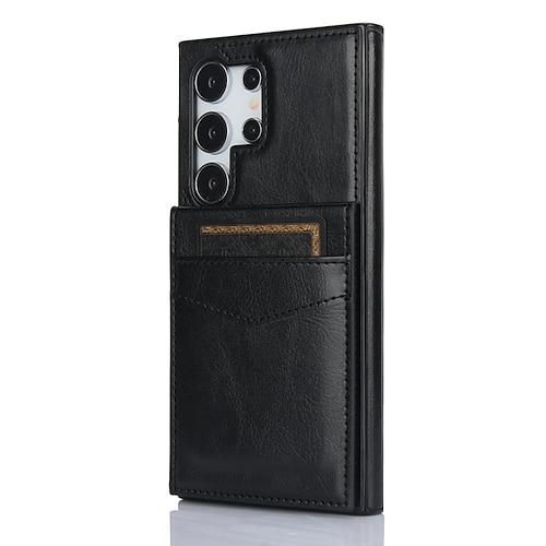 Handy Hülle Handyhüllen Für Samsung Galaxy S25 S25 Edge S24 S23 S22 Plus Ultra S23 FE A55 5G A15 A14 A54 Brieftaschenhülle Ständer Kartenfach Stoßfest Retro TPU PU-Leder Image