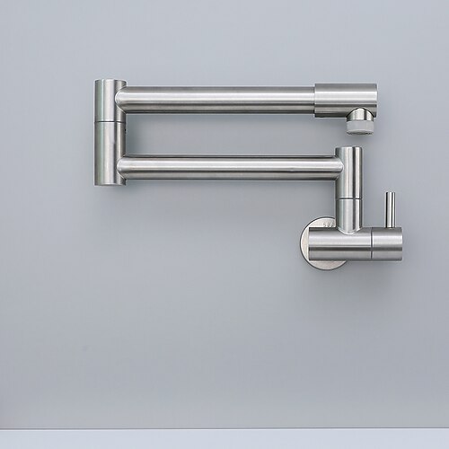 Küchenarmatur - Einhebel Einloch Gebürstetes Nickel / Edelstahl Standardauslauf / Topffüller Wandmontiert Moderne zeitgenössische Kitchen Taps Image