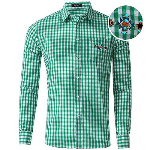 Oktoberfest Kariert Lederhosenhemd Bayerisch Deutsch Wiesn Herren Karneval Bier Festival Stoff im traditionellen Stil Hemd Image