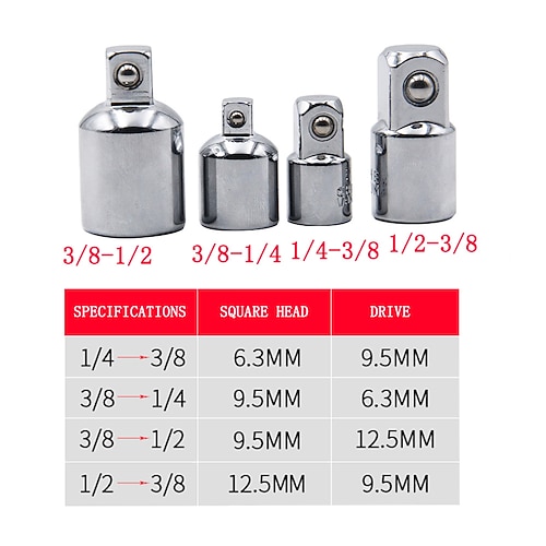 1/4 3/8 1/2 Hülsenadapter Konverterantrieb Steckschlüssel Adapterschlüssel-Hülsengelenk Konverter Handwerkzeuge Image
