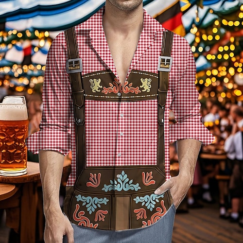 Hawaii-Hemden Aloha-Hemd Bayerisch München Deutsch Lässig Bayerisch Grafik für Herren Erwachsene 3D-Druck für Karneval Oktoberfestbier Urlaub Party Image
